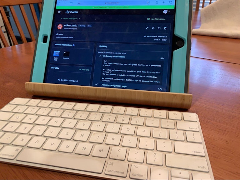 An iPad running Coder