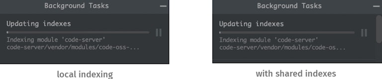 Background Tasks window: loading cdr/code-server indexes in WebStorm