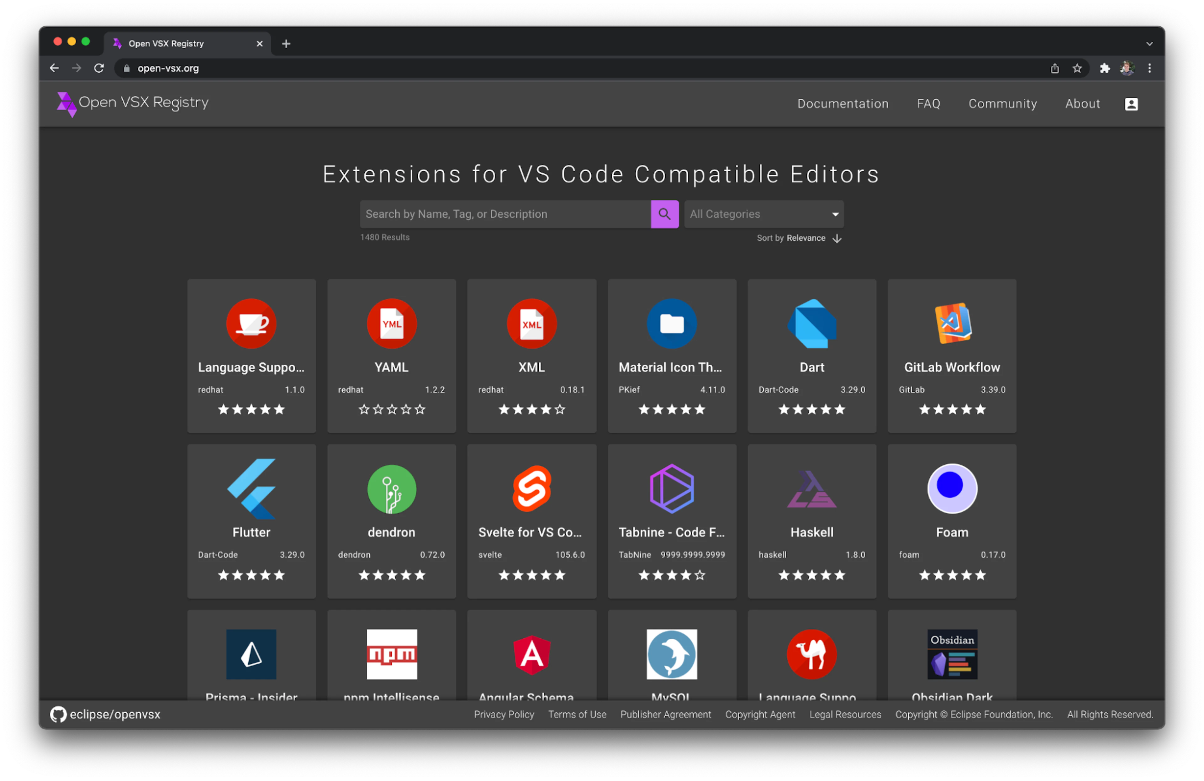 Open-VSX.org extension registry