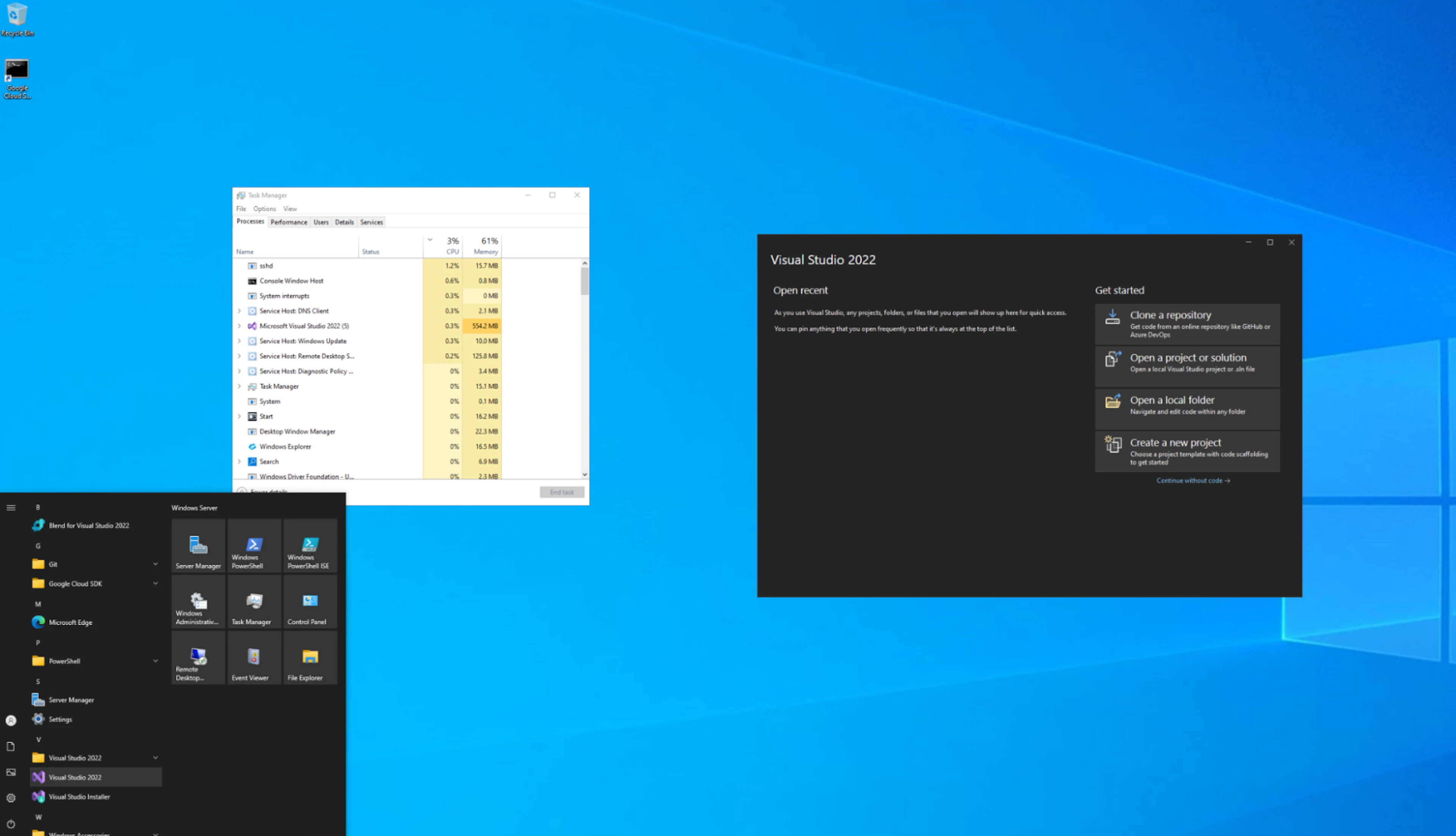 Microsoft Windows and Visual Studio running in a Coder workspace