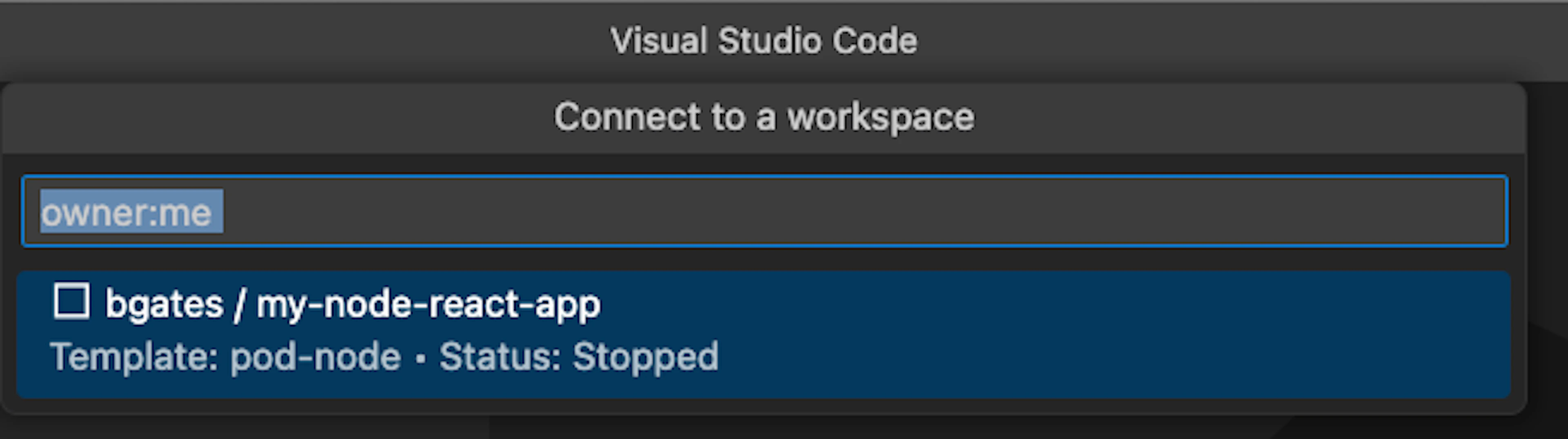 Start a stopped workspace, all from local VS Code!