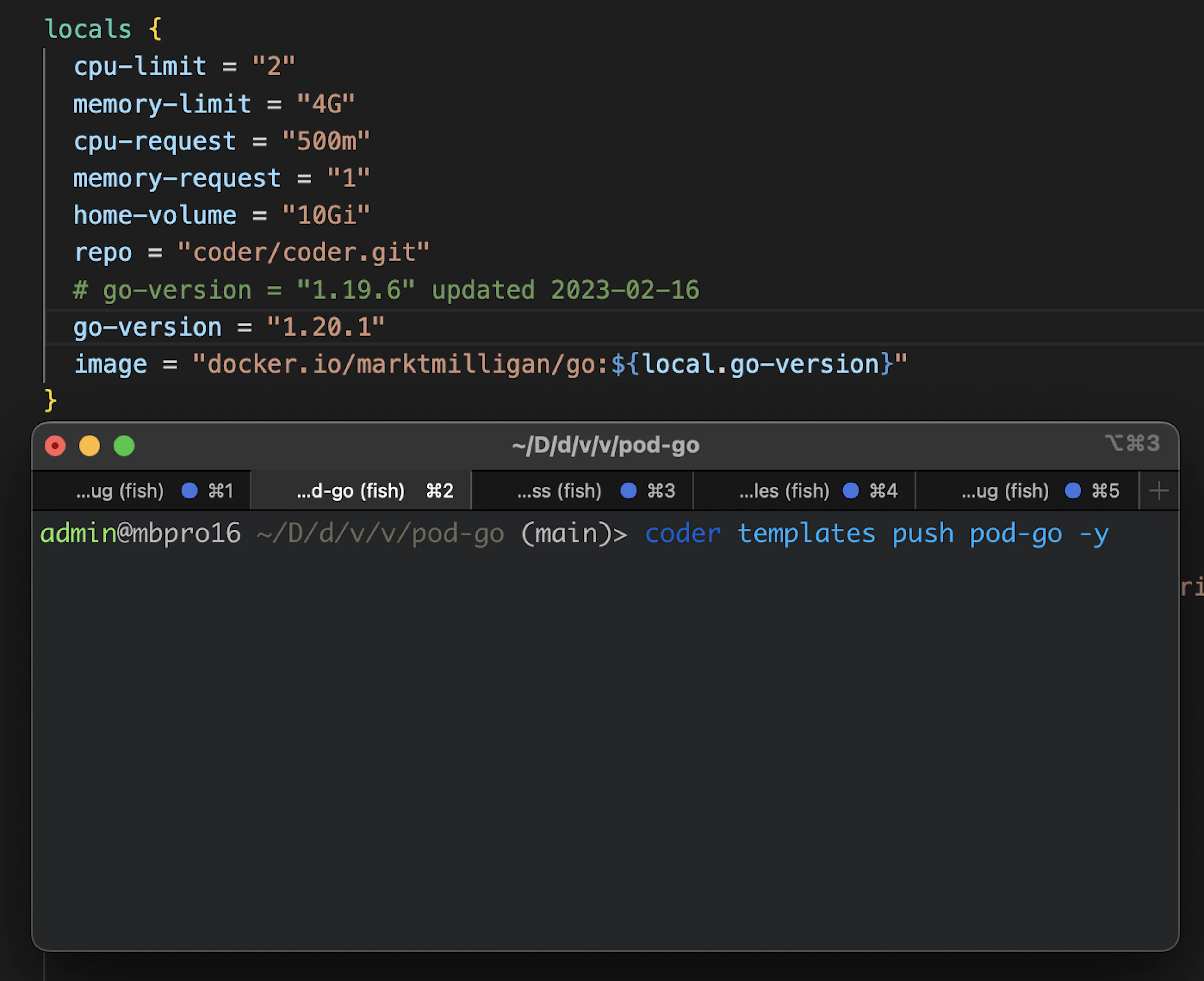 Change the Coder Terraform template and push the new template version to your Coder deployment