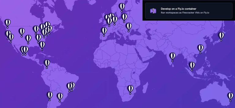 fly.io regions on the map