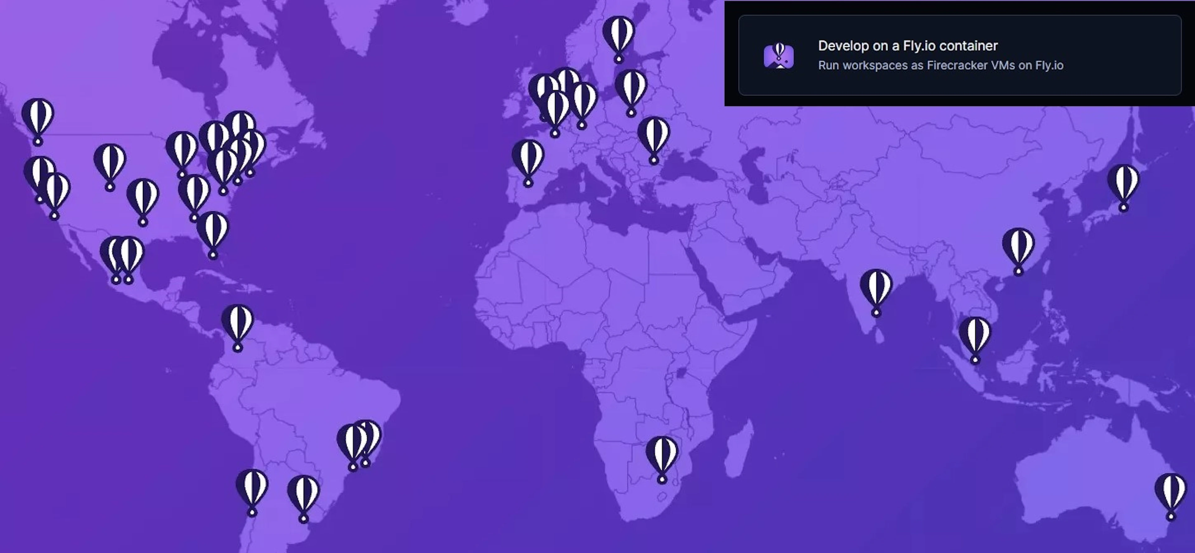 fly.io regions on the map