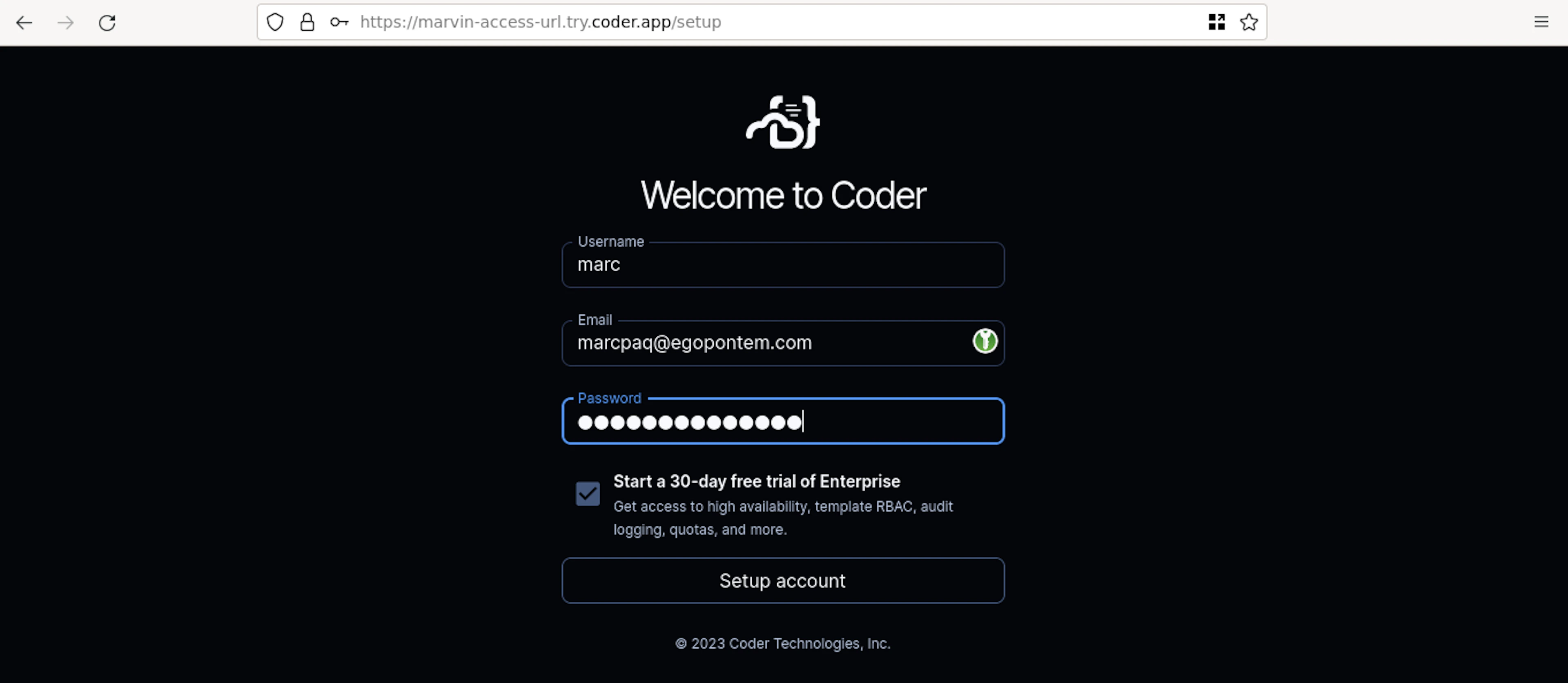 Setting up an account
