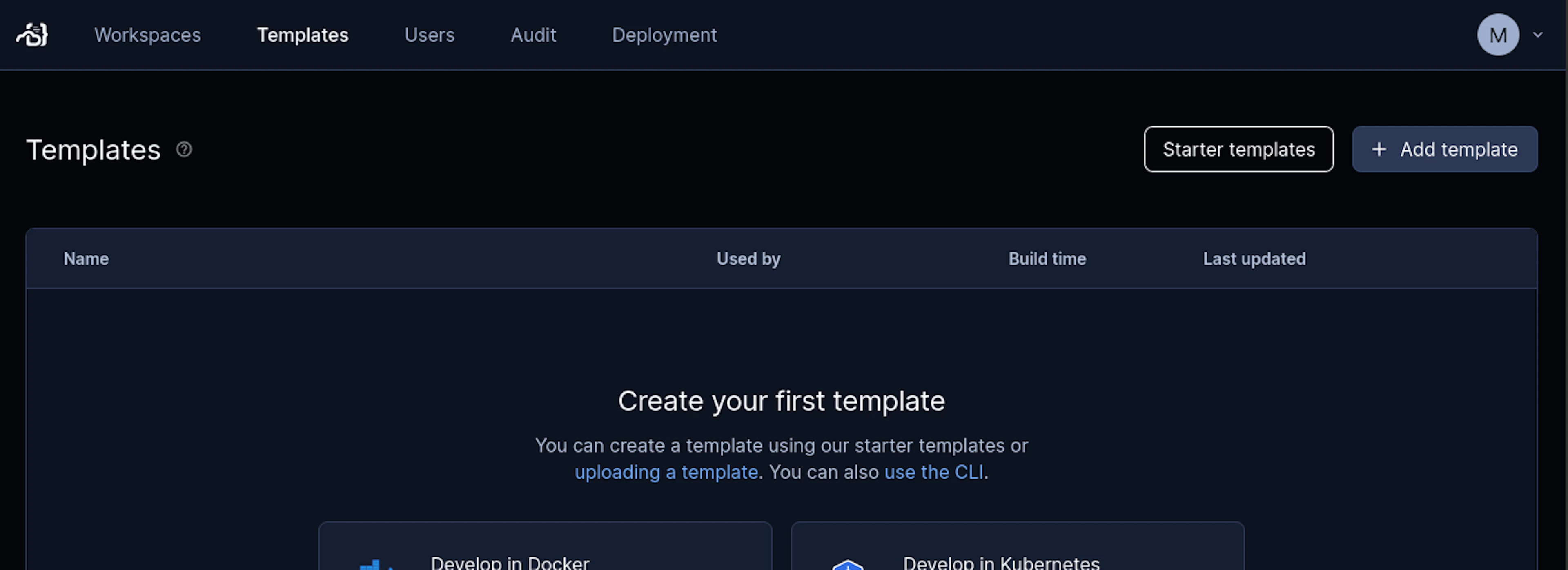 Selecting Starter Templates