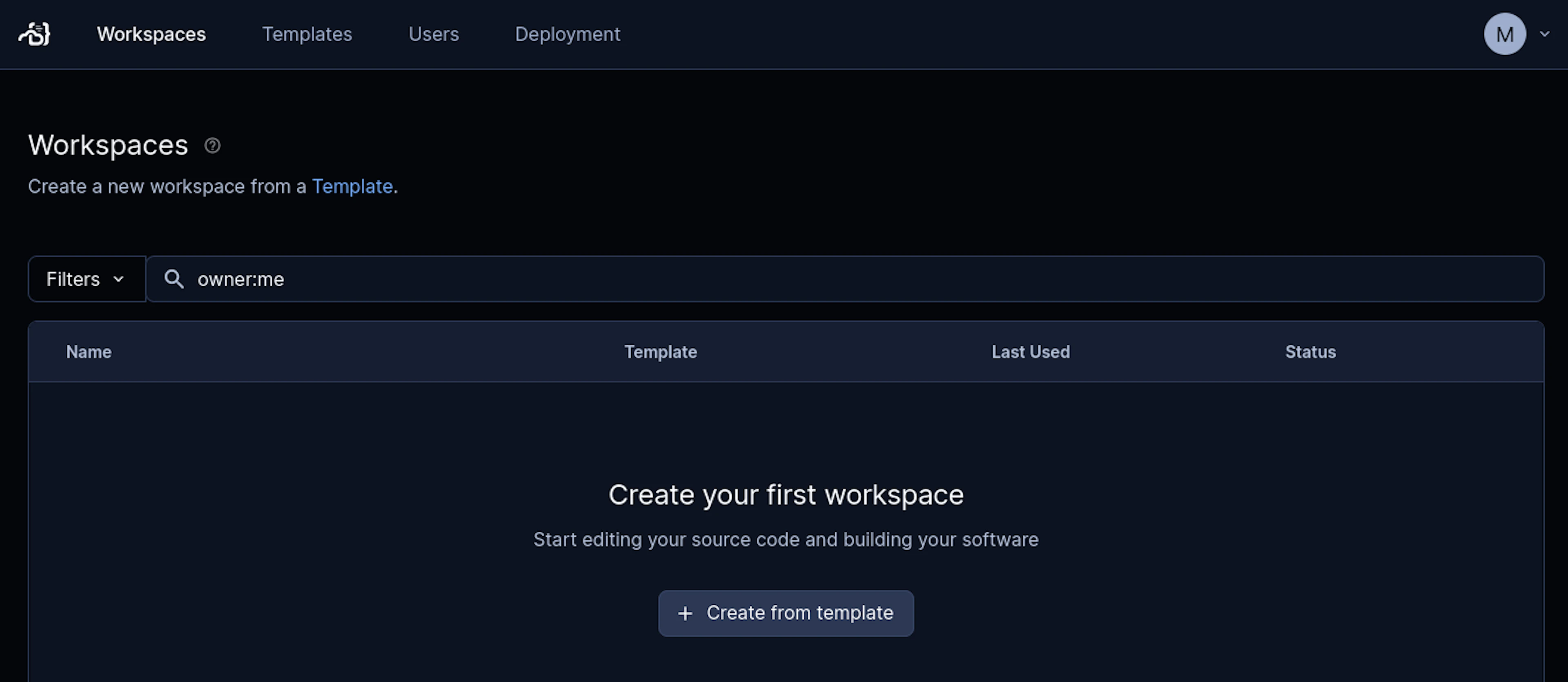 Create a workspace from a template