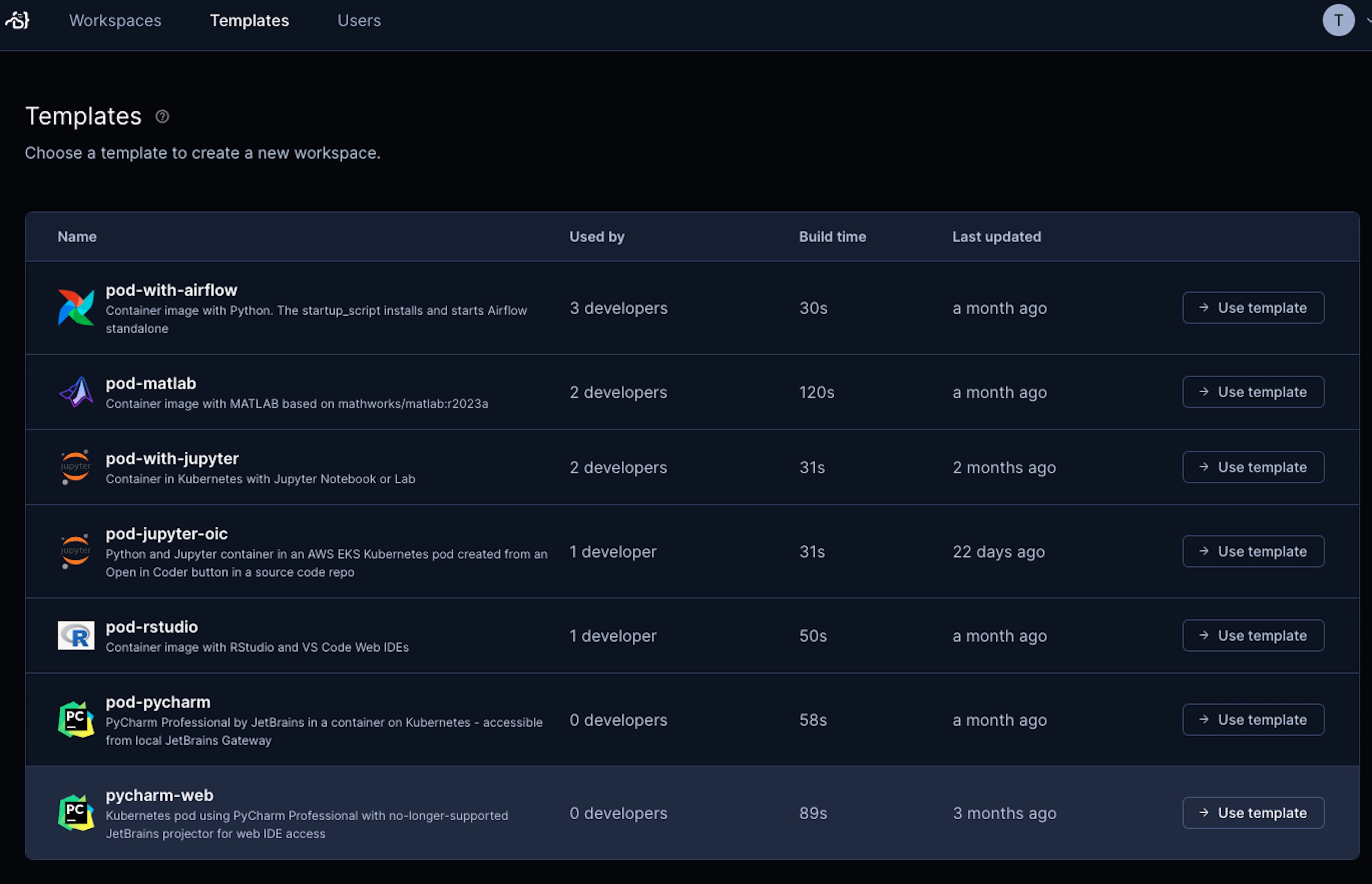 End users select Terraform templates that they are authorized to use - to build remote development environments