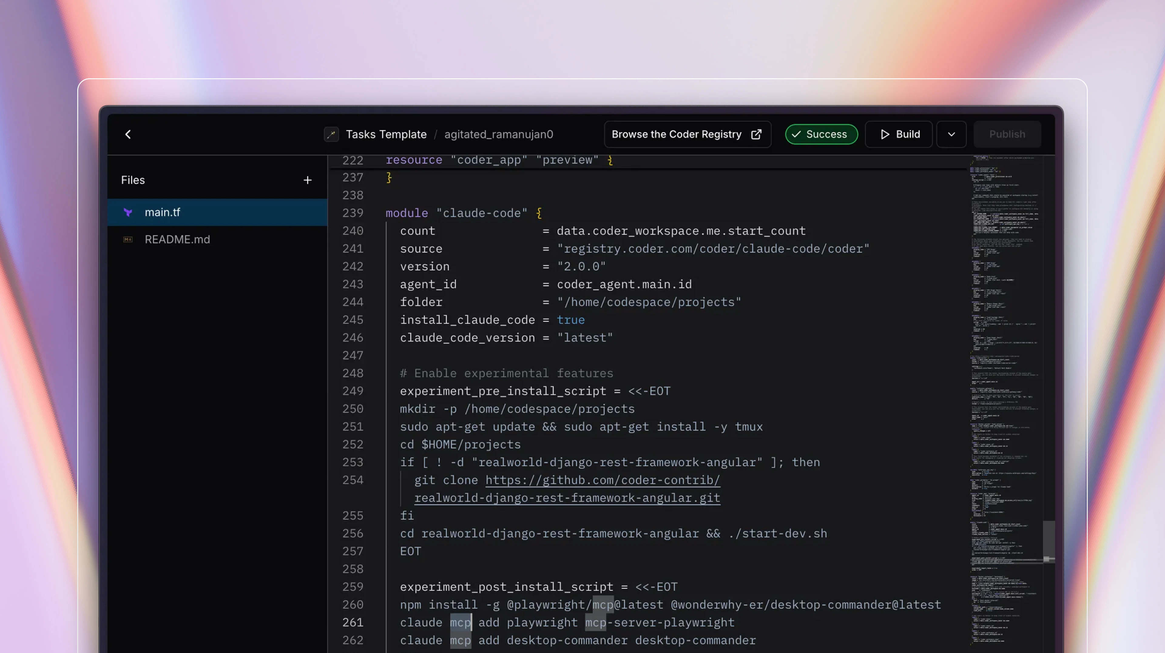 Coder Templates are the blueprints for provisioning coding agents.
