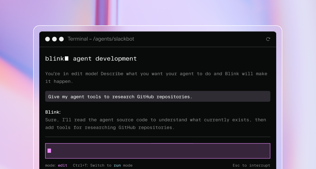 a blog post header image displaying an AI chat log from Blink