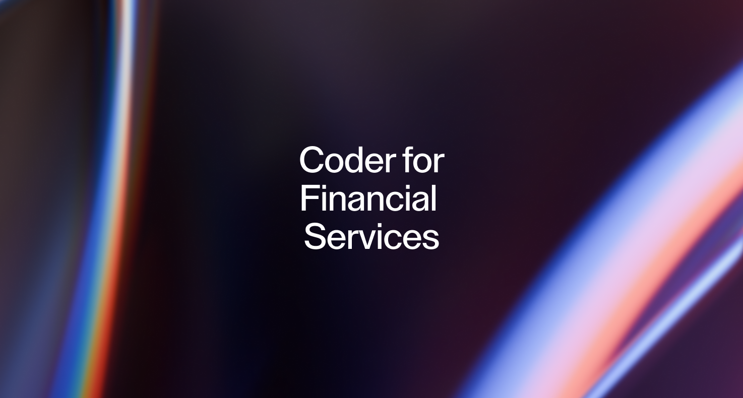 Thumbnail image with text overlay saying "Coder for Financial Services"
