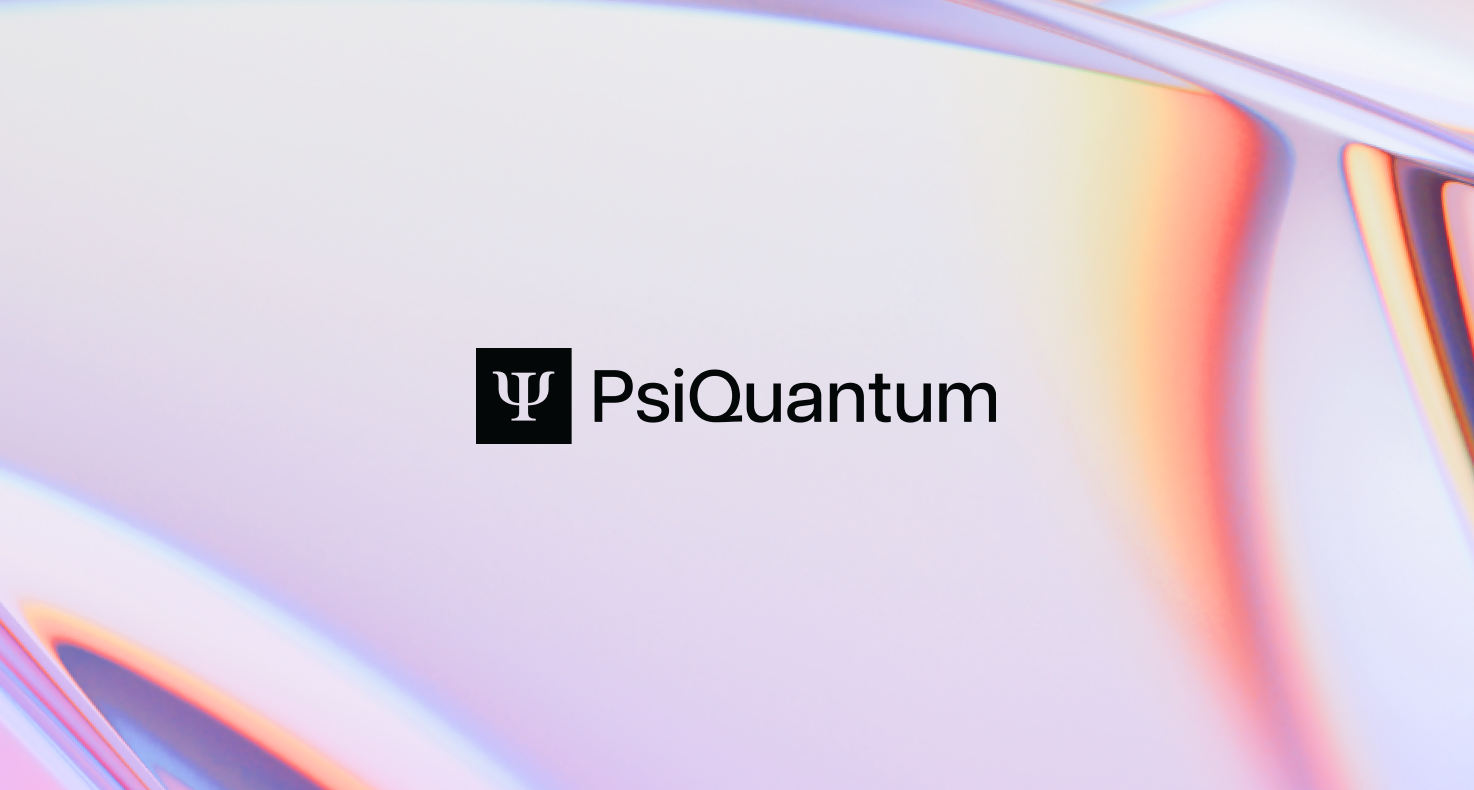 A thumbnail image on a pastel background with the PsiQuantum logo in the center
