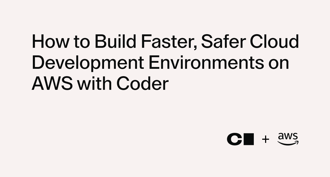 A blog post thumbnail with the title and Coder and AWS logo on a white background
