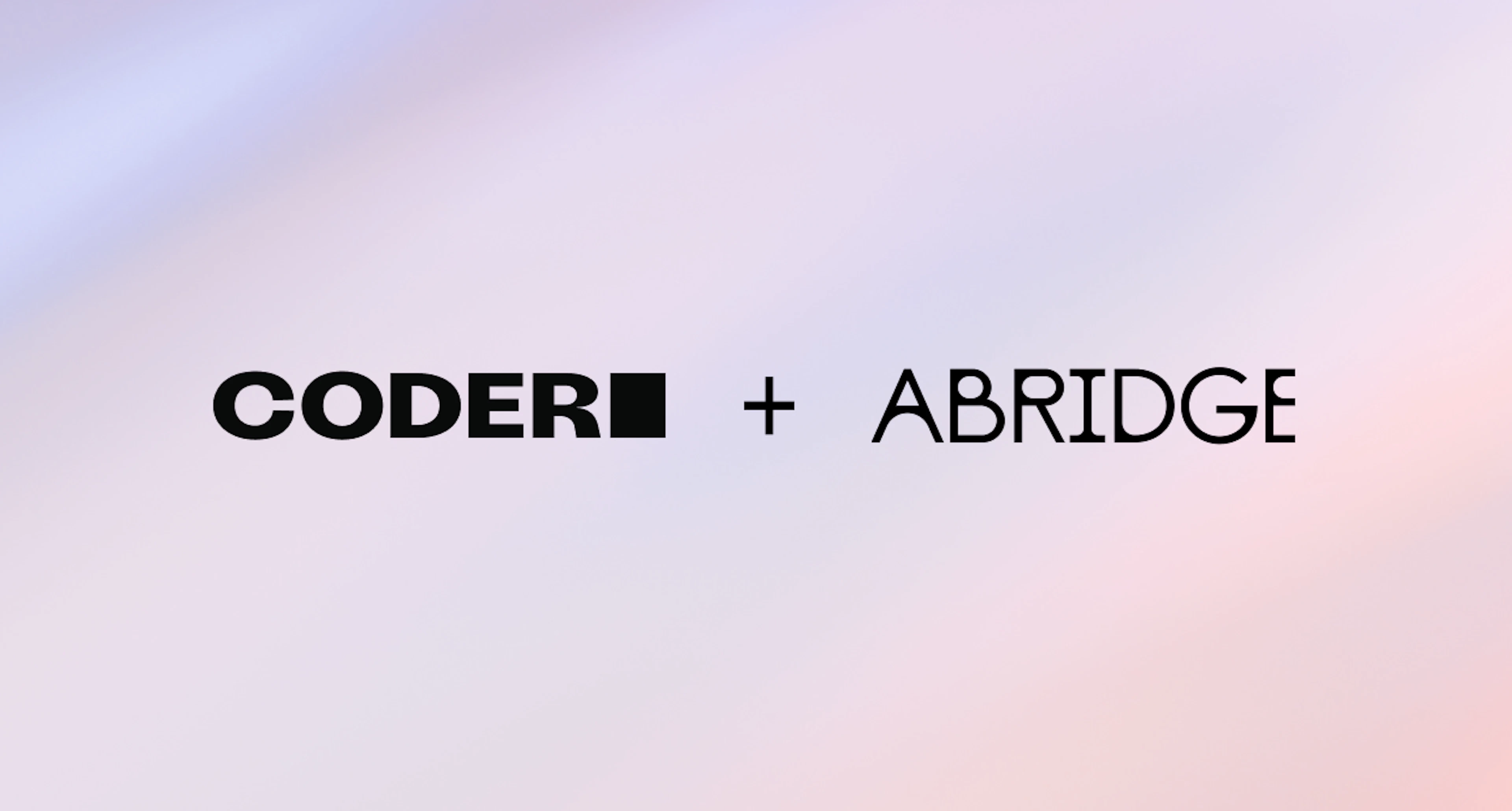 A blog post thumbnail of the Coder and Abridge logo side by side over a pale pastel background.