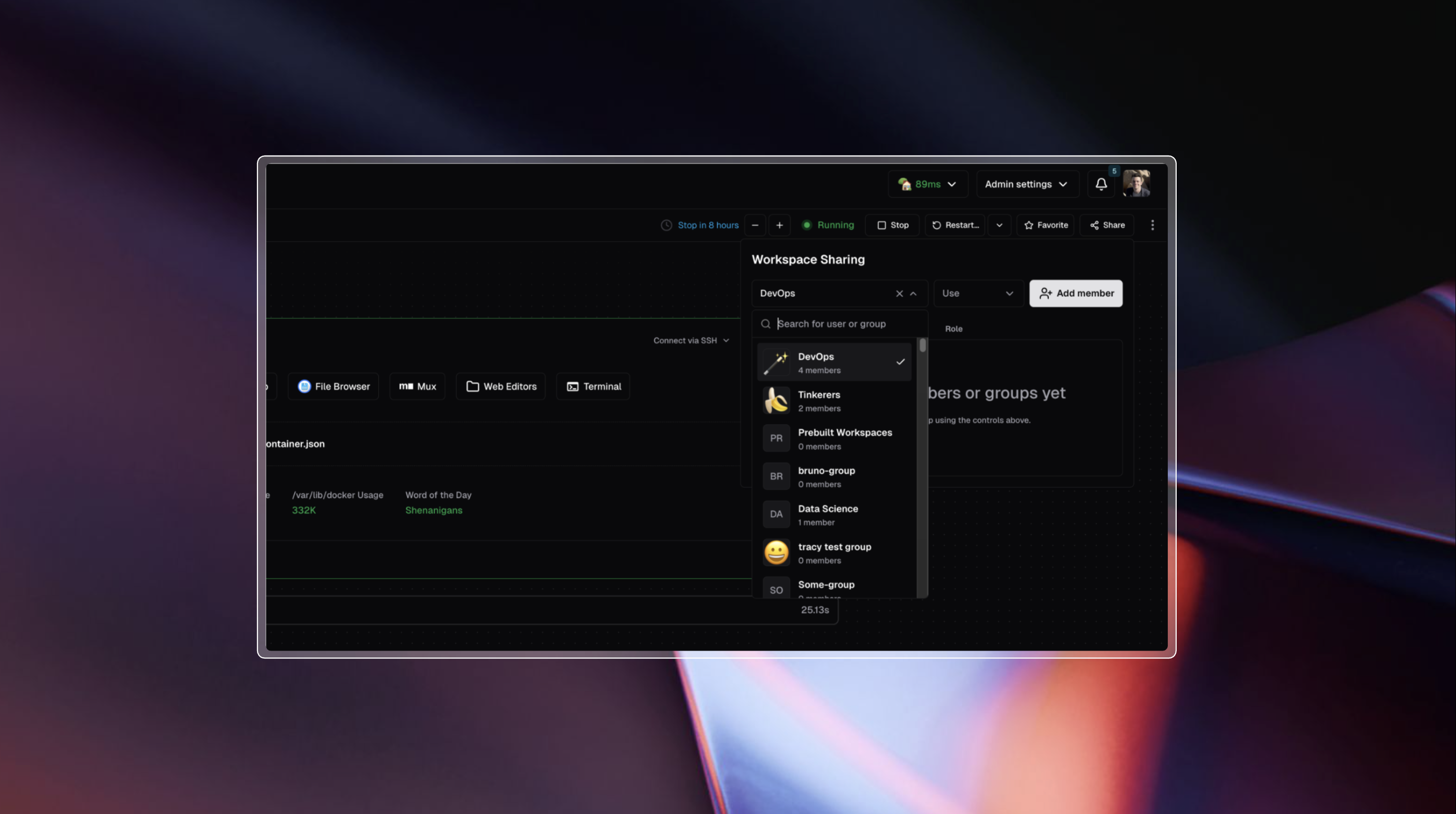 Workspace Sharing Screenshot