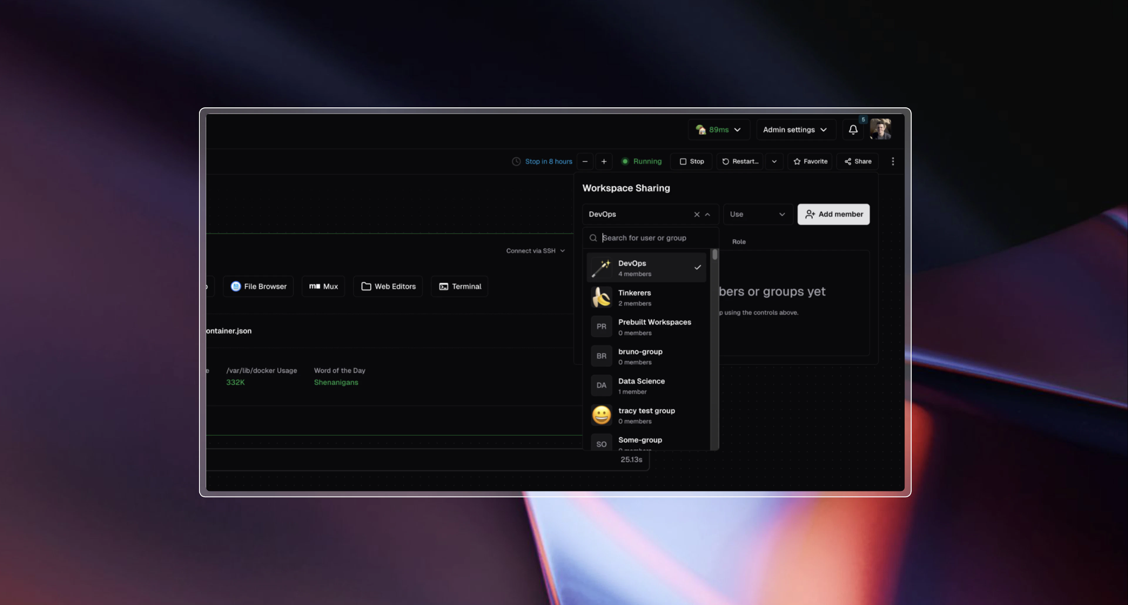 Workspace Sharing Screenshot