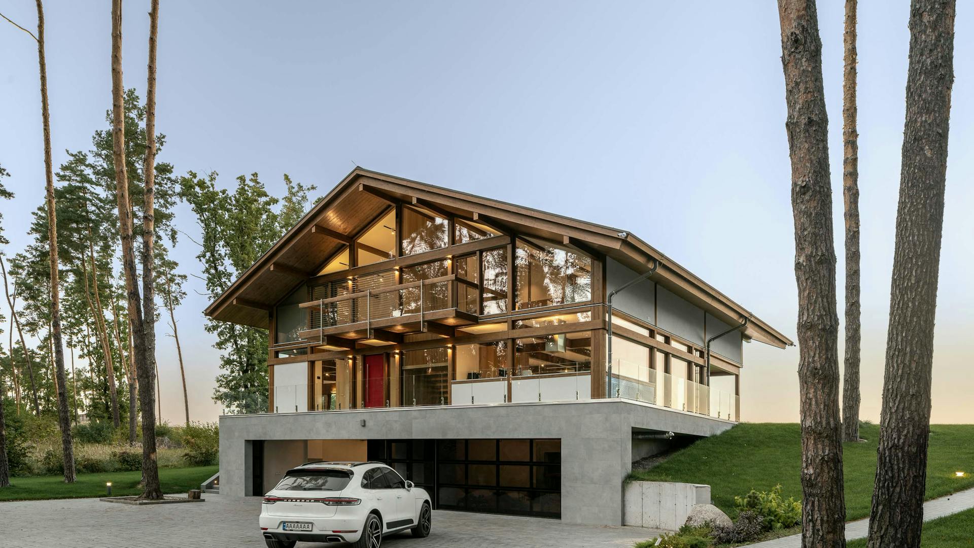 Timber-and-glass villa beside the lake
