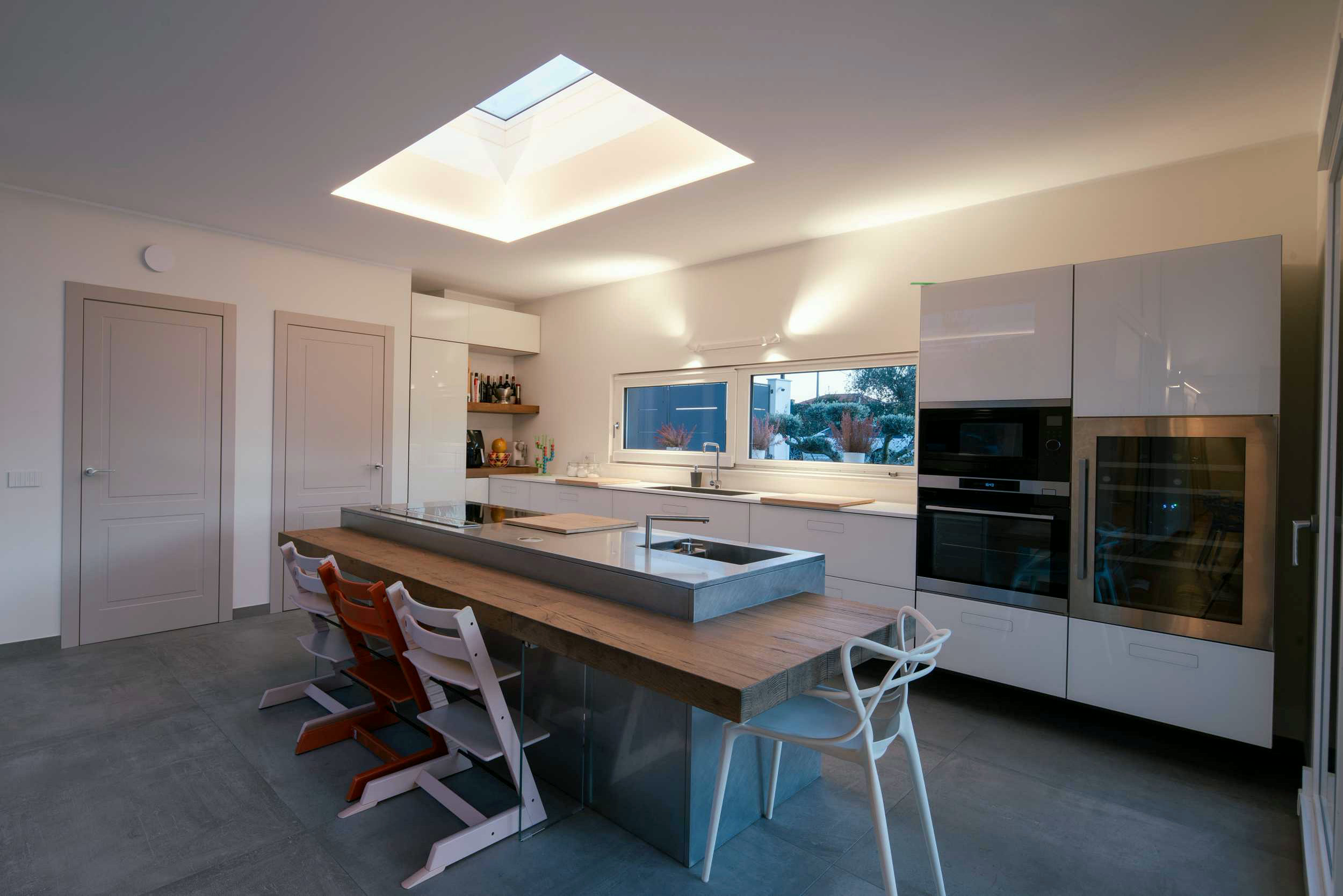 Kitchen and dining area with a view
