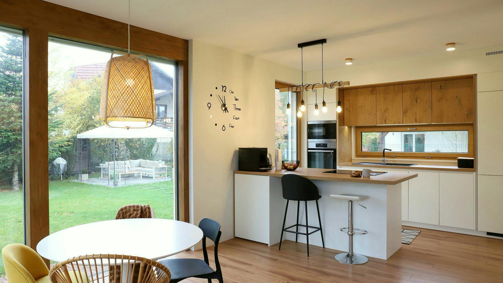 Kitchen and dining area with a view