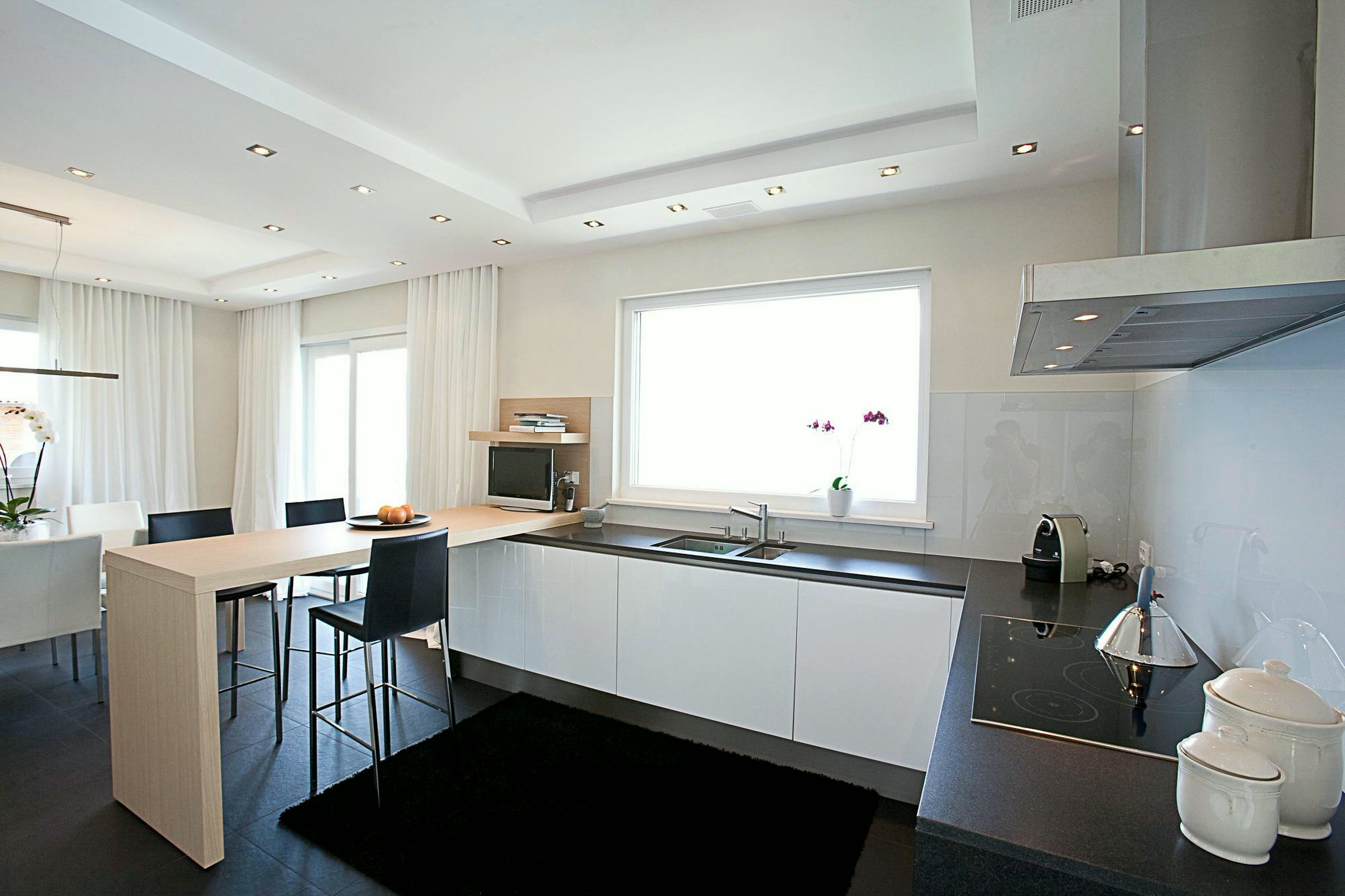 Kitchen and dining area with a view