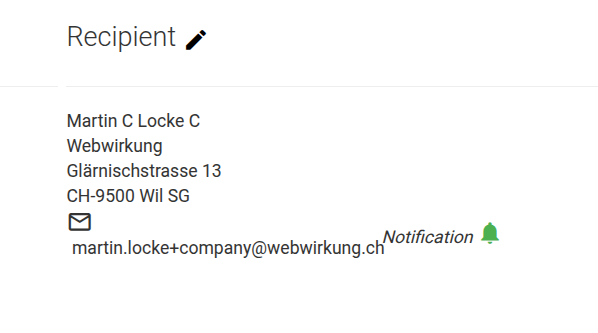 Recipient data in planzer