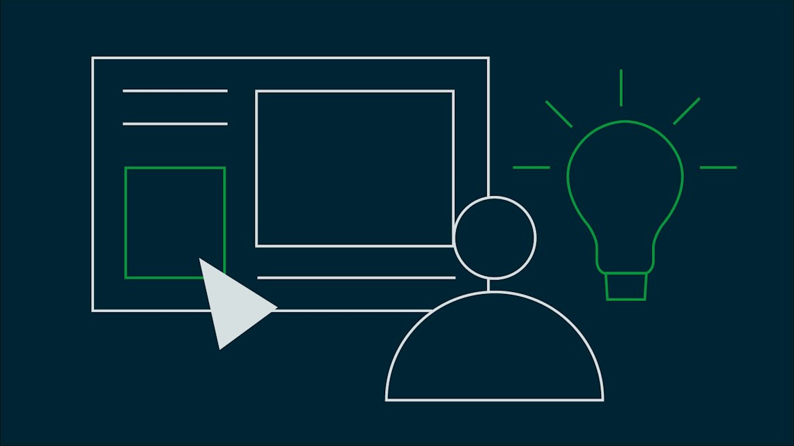 Illustration: eine Webseite mit hervorgehobenem Werbebanner, daneben eine Person und eine Glühbirne