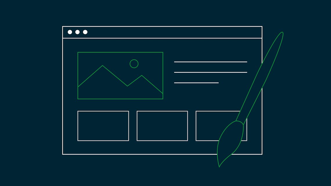 Illustration: ein Webseiten-Layout und ein Pinsel