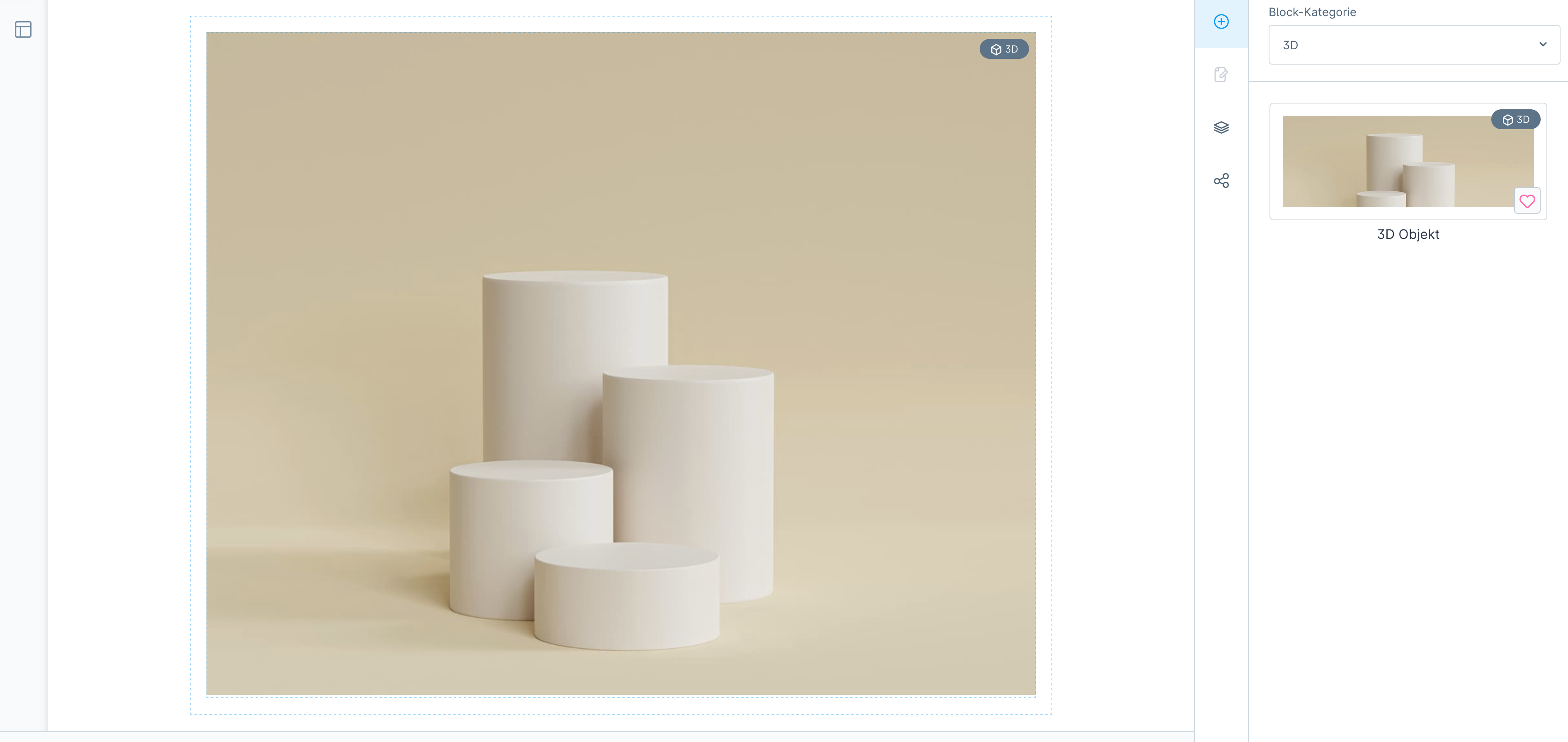 Screenshot: 3D-Objekt-Block mit drei Podesten