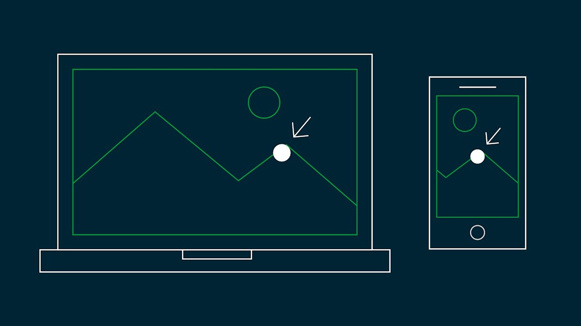 Illustration: dasselbe Bild auf Laptop und Smartphone mit markiertem Fokuspunkt