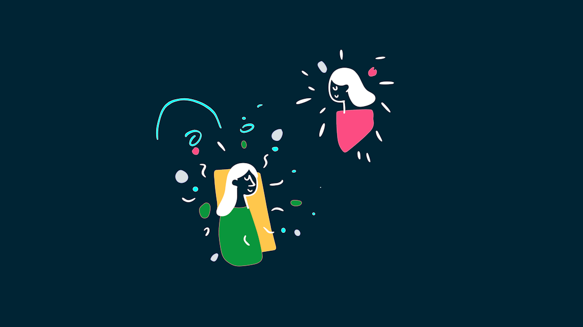 Illustration: zwei Personen, eine davon hervorgehoben, als Sinnbild für Personalisierung