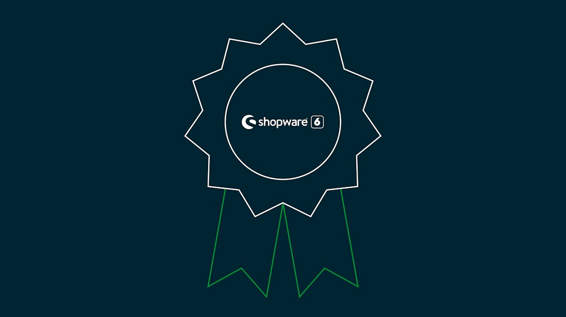 Illustration: eine Auszeichnungsrosette mit Shopware-6-Logo