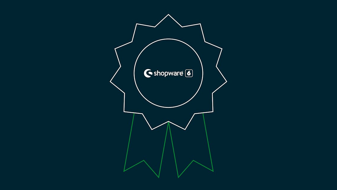 Illustration: eine Auszeichnungsrosette mit Shopware-6-Logo