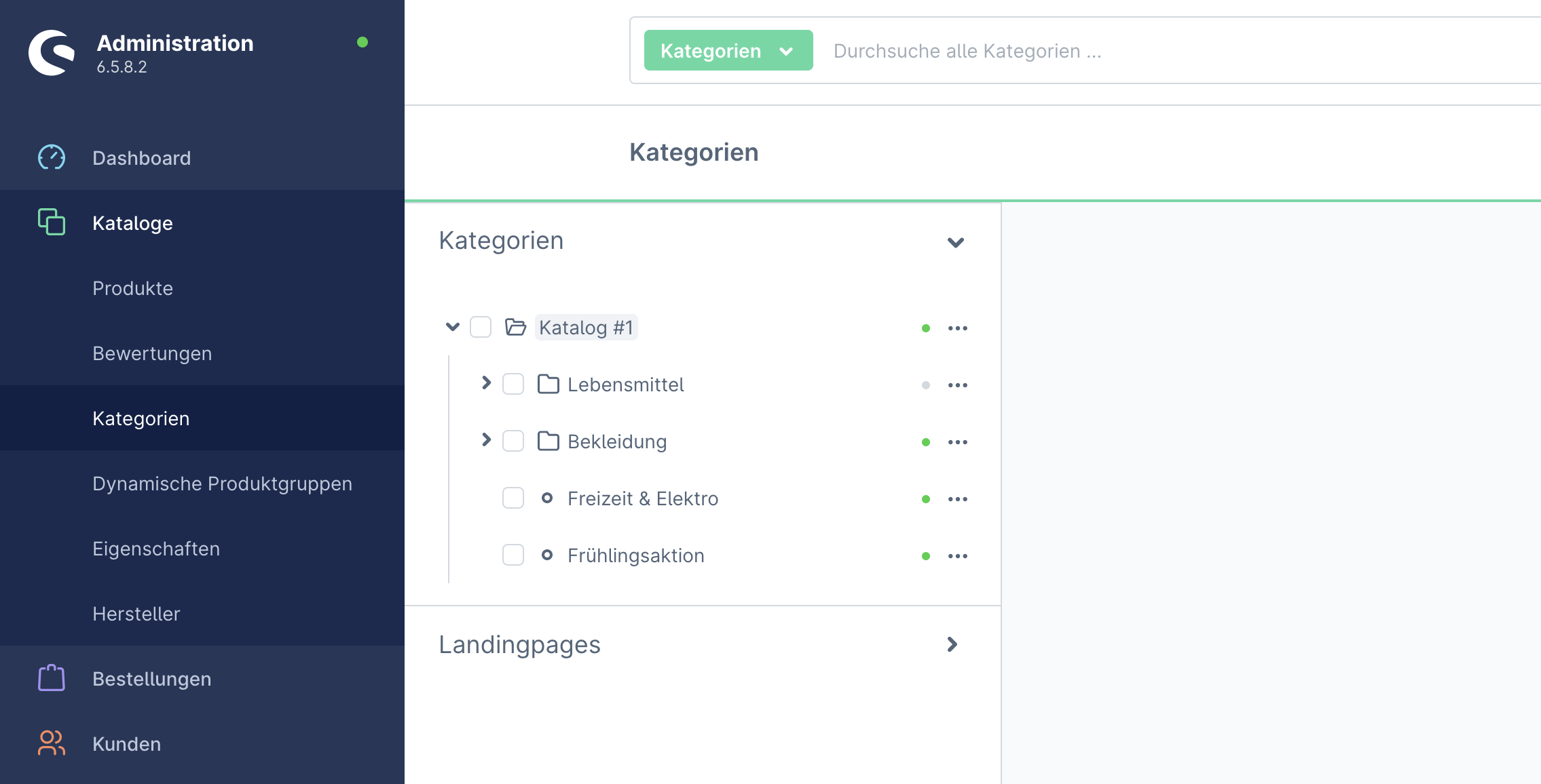 Screenshot: Kategorienbaum in der Shopware-6-Administration