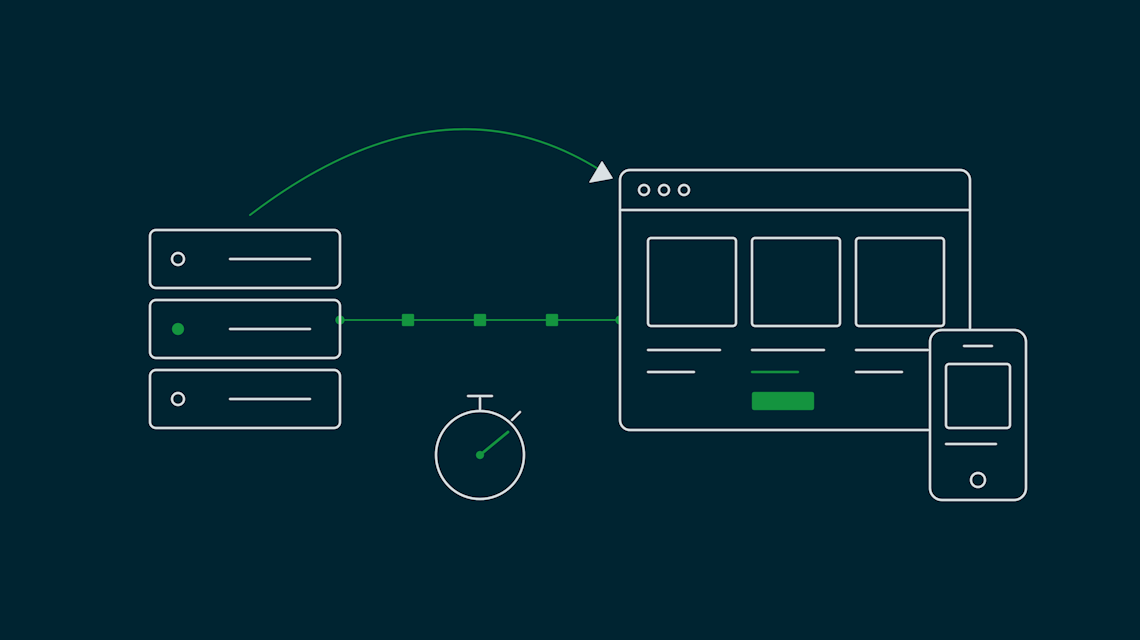 Illustration: Shopware-Backend und Headless-Frontend auf Browser und Smartphone, verbunden über die Store API
