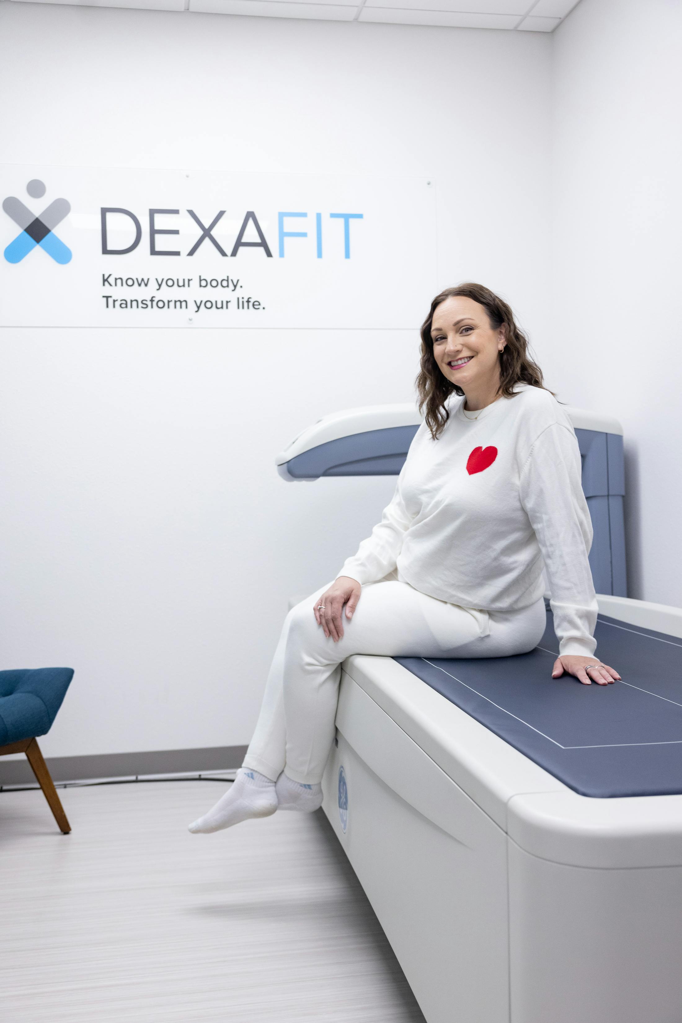 Patient sitting on Dexafit machine in wellness center