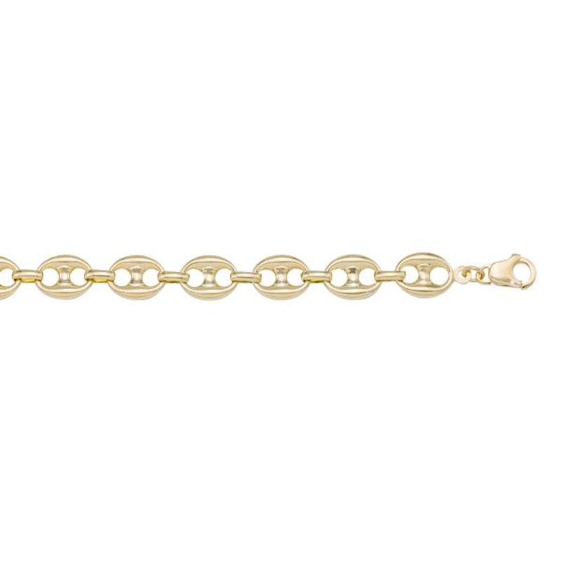 Gold Puffed Anchor Chain 7.4mm - 14K hollow gold chain