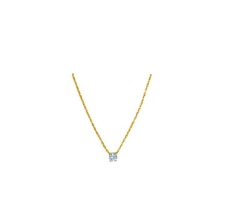 C.Z Solitare 17" Chain 4mm - 14K solid gold chain
