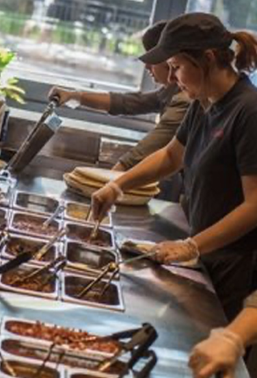 Staff preparing food