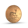 Die Rückseite der Krügerrand Goldmünze, hier ist das Nationaltier von Südafrika, eine Springbock-Antilope, abgebildet. In Gold sparen mit Golden Gates.