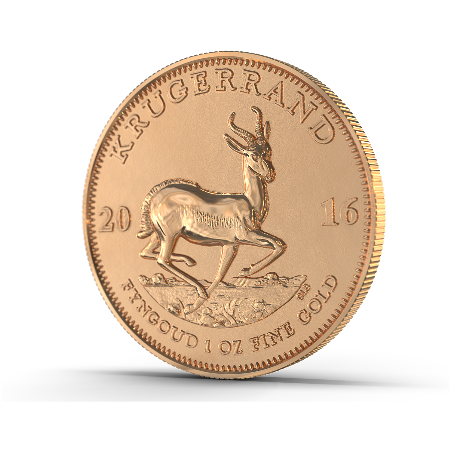 Goldmünze Krugerrand bei Golden Gates kaufen Die Rückseite der Krügerrand Goldmünze, hier ist das Nationaltier von Südafrika, eine Springbock-Antilope, abgebildet. In Gold sparen mit Golden Gates.
