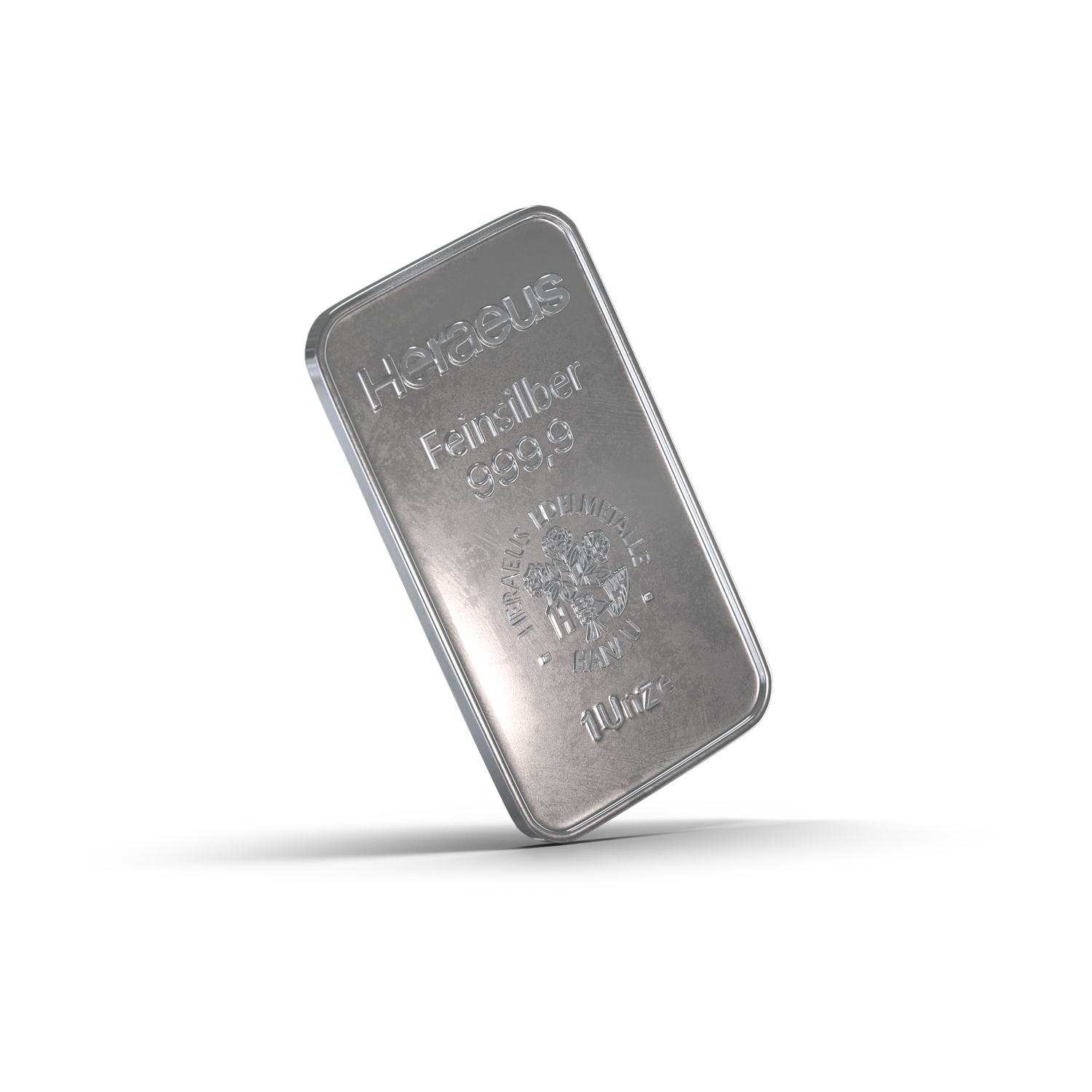 Silberbarren, der eine schweb leicht schräg steht. Sparen Sie jetzt in Silber mit den Sparplänen oder Einmalanlagen von Golden Gates.