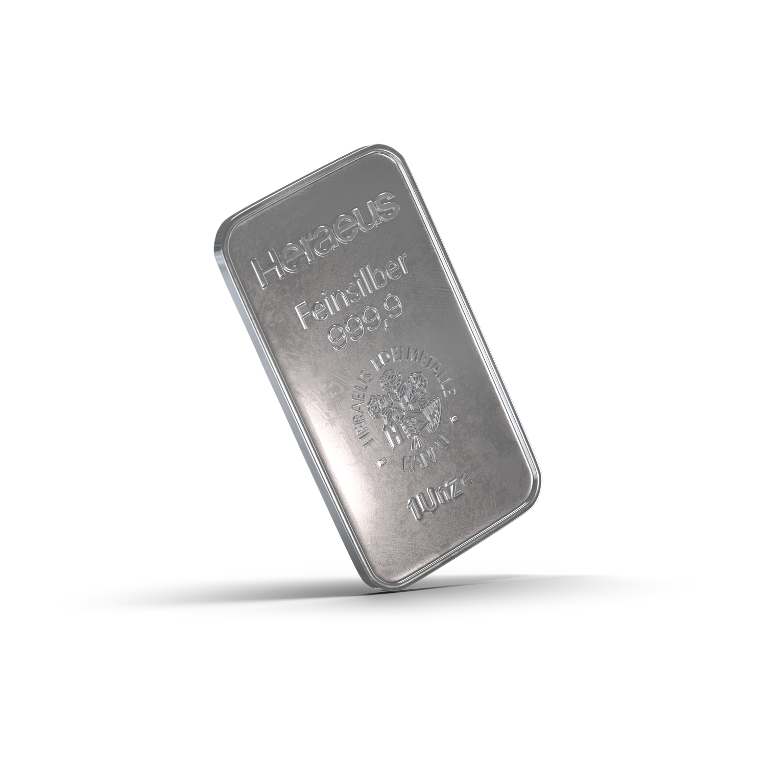 Silberbarren sicher kaufen | Golden Gates Silberbarren, der eine schweb leicht schräg steht. Sparen Sie jetzt in Silber mit den Sparplänen oder Einmalanlagen von Golden Gates.