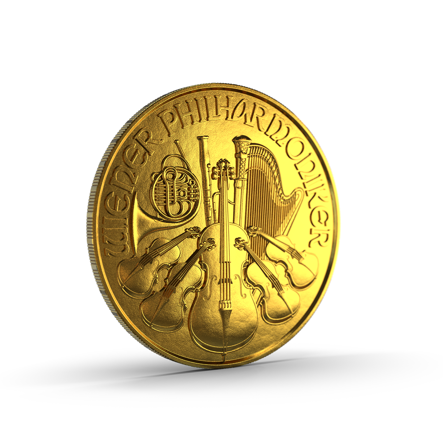 Wiener Philharmoniker sicher kaufen | Golden Gates Die Vorderseite der Goldmünze Wiener Philharmoniker, zeigt die imposante Orgel des Wiener Musikvereins. In Gold sparen mit den Sparplänen von Golden Gates.