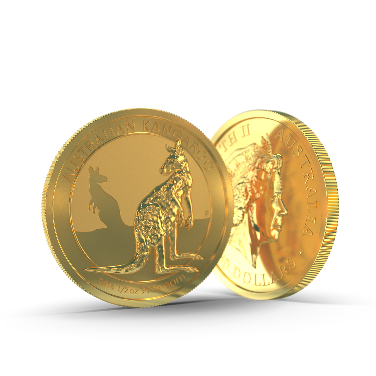 Die Vorder- und Rückseite der Kagaroo Goldmünze. Sparen auch Sie, mit dem Kindersparplan von Golden Gates, für die Zukunft Ihres Kindes.