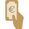 Icon Einzahlung Eine Hand die einen Geldschein festhält.