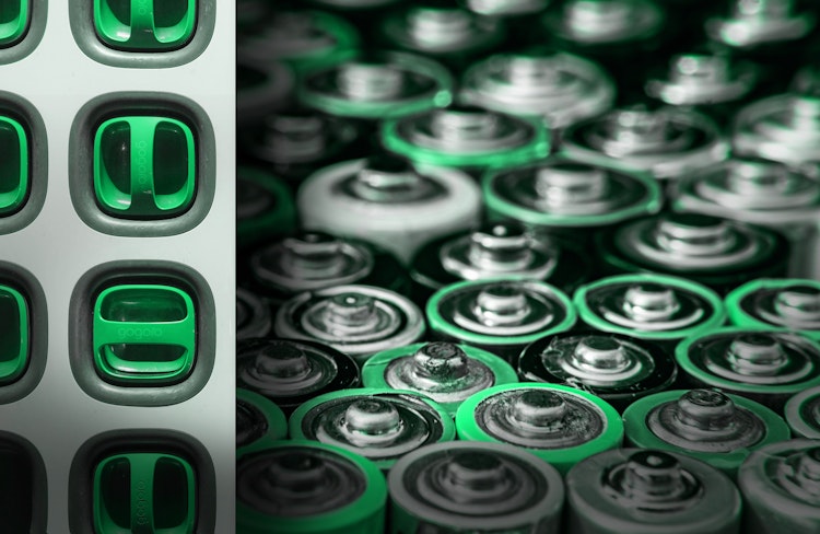 Batterien, die nebeneinander aufgereiht sind. Legen auch Sie Ihr Geld richtig an und sparen Sie in Selten Erden mit Golden Gates.
