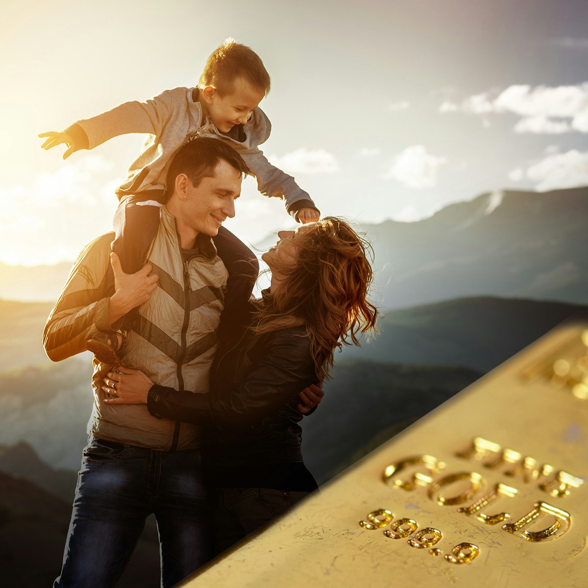 Eine Familie, die die finanziellen Vorteile von Gold als langfristige Investition erkennt.