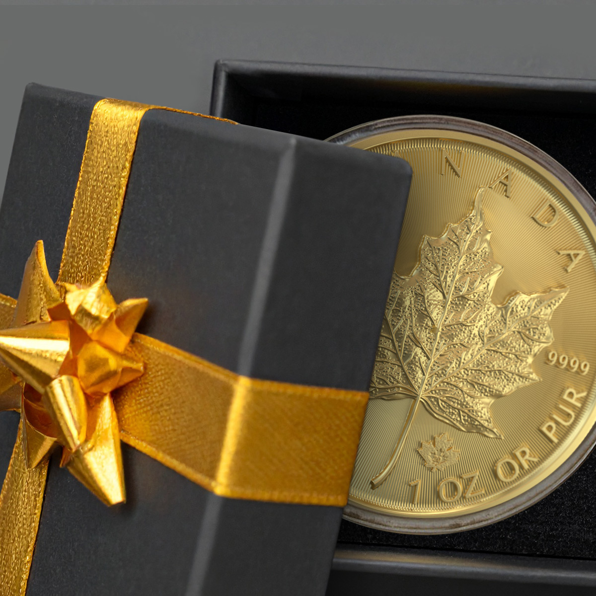 Eine Goldmünze in einer Geschenkbox, die ein einzigartiges und wertvolles Geschenk für einen besonderen Anlass darstellt.