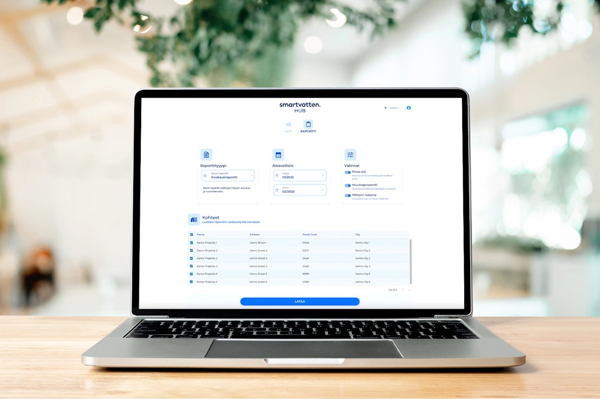 Smartvatten Hub monthly report FI