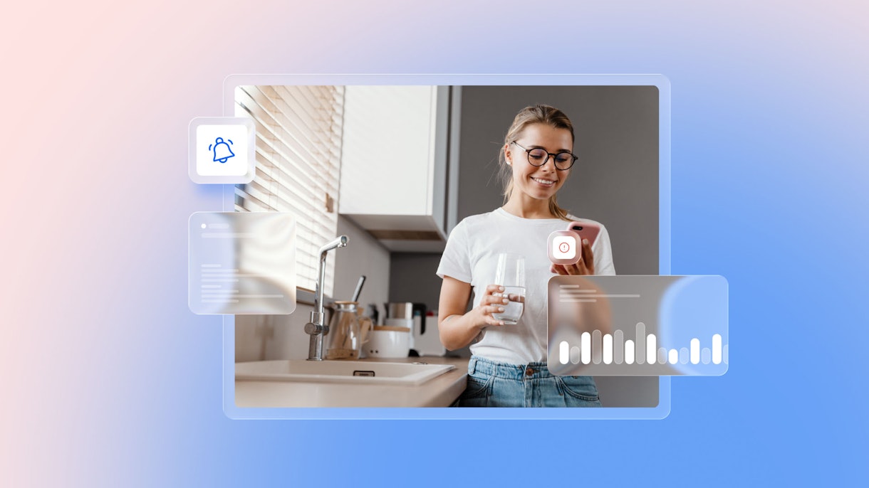 Person looking at phone. Charts.